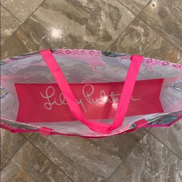 NWOT Lilly Pulitzer Large Vinyl Shopping Tote Bag - Picture 3 of 4